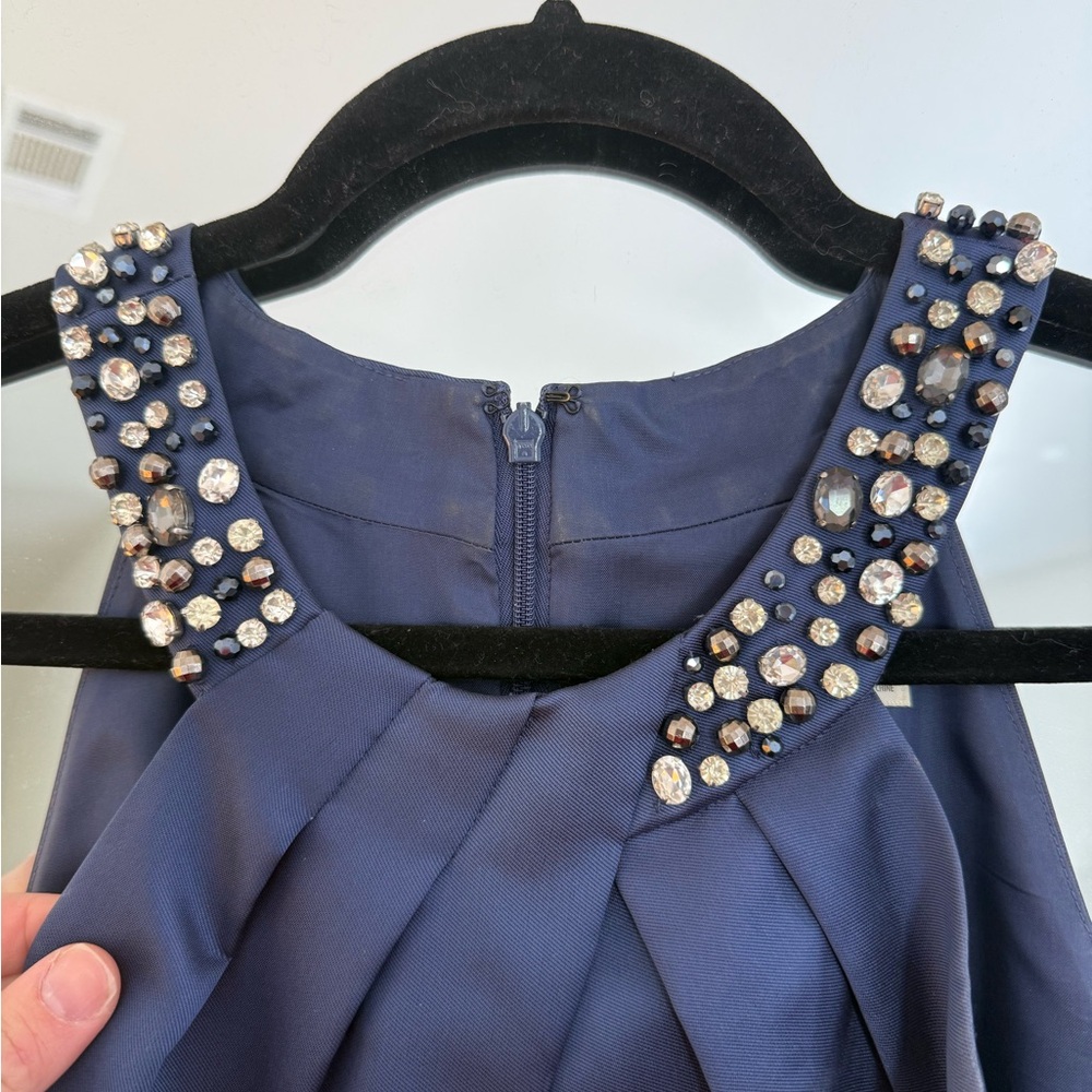 Eliza J Navy Satin Maxi Dress - Picture 4 of 10